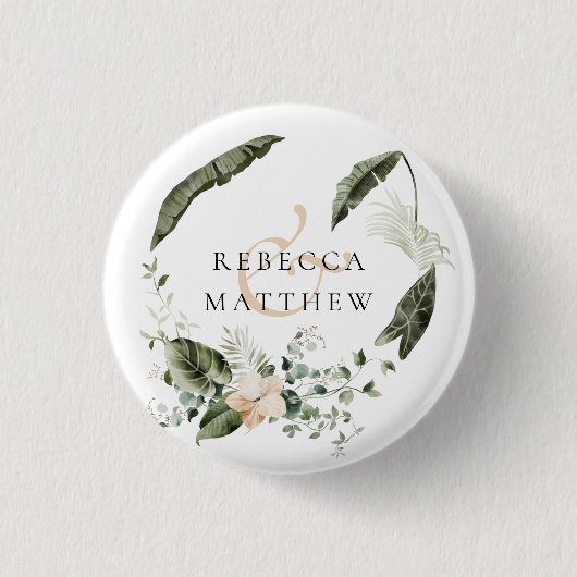 Elegante Boho-Floral-Hochzeit Button (Vorderseite)