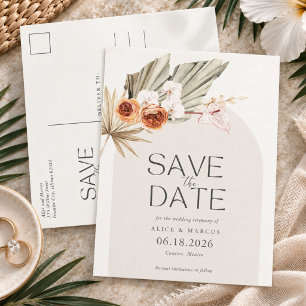Elegante Boho-Floral-Hochzeit 'Save the Date' Ankündigungspostkarte