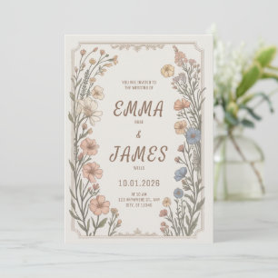 Elegante Boho-Floral-Hochzeits-Einladung Einladung