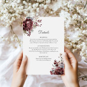 Elegante Boho Floral Wedding Details Card Einladung