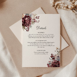 Elegante Boho Floral Wedding Details Card Einladung