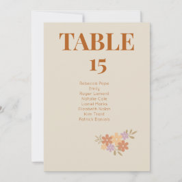 Elegante Boho Floral Wedding TABLE CARD Einladung