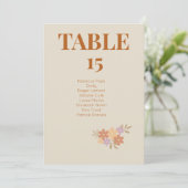 Elegante Boho Floral Wedding TABLE CARD Einladung (Stehend Vorderseite)