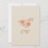 Elegante Boho Floral Wedding TABLE CARD Einladung (Rückseite)