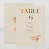 Elegante Boho Floral Wedding TABLE CARD Einladung (Vorne/Hinten)