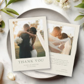 Elegante Boho-Foto-Hochzeit Dankeskarte