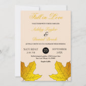 Elegante Boho Gold Blätter Chic Fall Floral Weddin Einladung (Vorderseite)