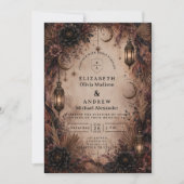 Elegante Boho-Goth-Hochzeit Einladung (Vorderseite)