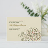 Elegante Boho Green Spirals Wedding Reception Card Begleitkarte (Stehend Vorderseite)