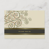 Elegante Boho Green Spirals Wedding Reception Card Begleitkarte (Rückseite)