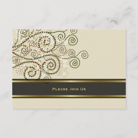 Elegante Boho Green Spirals Wedding Reception Card Begleitkarte (Rückseite)