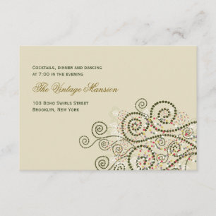 Elegante Boho-Grün-Spiralen-Hochzeitsempfangskarte Begleitkarte