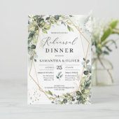 Elegante boho grüne goldene geometrische Probe Einladung (Stehend Vorderseite)