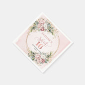 Elegante Boho Hellrosa Florale Sweet 16 Servietten (Ecke)