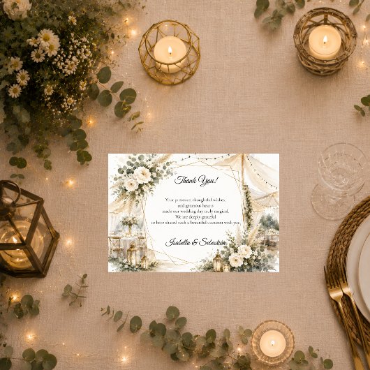 Elegante Boho-Hochzeit Dankeskarte