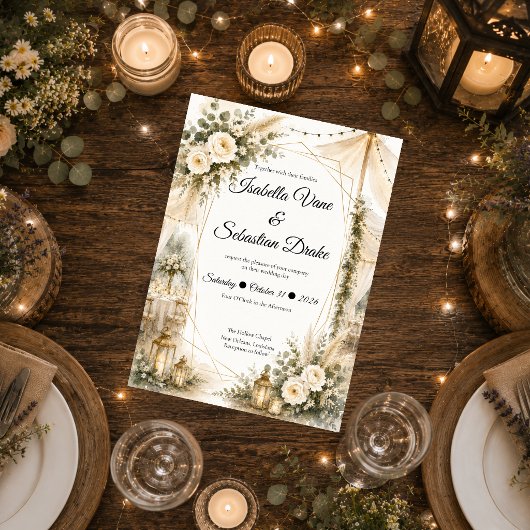 Elegante Boho-Hochzeit Einladung