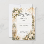 Elegante Boho-Hochzeit RSVP Karte (Vorderseite)