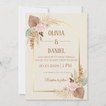 Elegante Boho-Hochzeitseinladung - Moderner golden