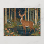 Elegante boho kunst rustikale Waldhirsche Postkarte (Vorderseite)