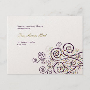 Elegante Boho Lila Spiralen Hochzeitsempfangskarte Einladung