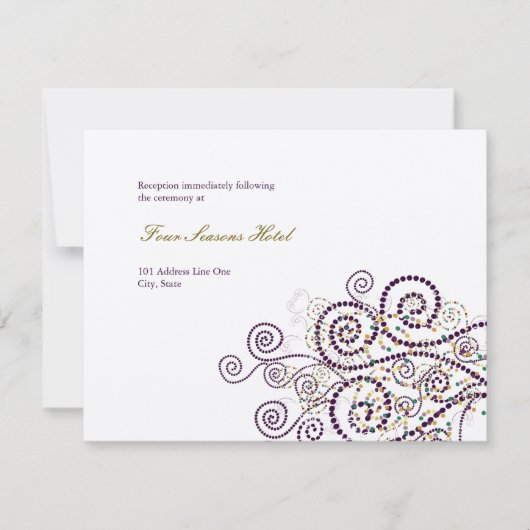 Elegante Boho Lila Spirals Hochzeitsempfangskarte Einladung (Vorderseite)