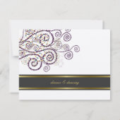Elegante Boho Lila Spirals Hochzeitsempfangskarte Einladung (Rückseite)