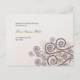Elegante Boho Lila Spirals Hochzeitsempfangskarte Einladung