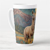 Elegante boho llama alpaca Vintage Landschaft Milchtasse (Linke Ecke)