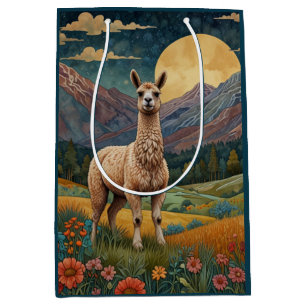 Elegante boho llama alpaca Vintage Landschaft Mittlere Geschenktüte