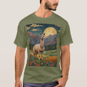 Elegante boho llama alpaca Vintage Landschaft T-Shirt (Vorderseite)
