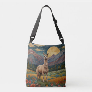 Elegante boho llama alpaca Vintage Landschaft Tragetaschen Mit Langen Trägern