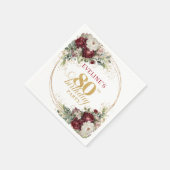 Elegante Boho Marsala Blumen 80. Geburtstag Servie Serviette (Ecke)