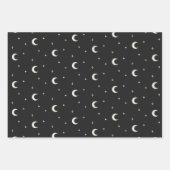 Elegante Boho Mystical Moon Stars Schwarz und Weiß Geschenkpapier Set (Vorderseite 3)