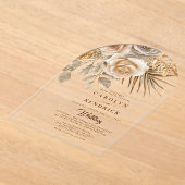 Elegante Boho Neutral Floral Accents Arch Wedding Acryleinladungen (Ablage )