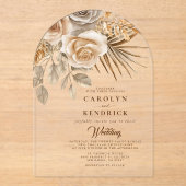 Elegante Boho Neutral Floral Accents Arch Wedding Acryleinladungen (Vorderseite)