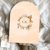 Elegante Boho Neutral Floral Accents Arch Wedding Einladung