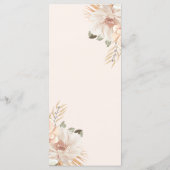 Elegante Boho neutrale Blumen Dankes-Tischkarte Programm (Rückseite)