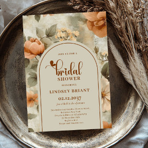 Elegante Boho neutrale Farben Elfenbein-Sage-Blume Einladung