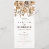 Elegante Boho neutrale florale Akzente Hochzeit Programm (Vorderseite)