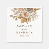 Elegante Boho neutrale florale Akzente Hochzeit Serviette (Vorderseite)