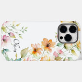Elegante Boho Orange Pink Wasserfarbe Wildblumen Case-Mate iPhone Hülle (Rückseite (Horizontal))