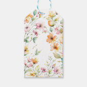 Elegante Boho Orange Pink Wasserfarbe Wildblumen Geschenkanhänger (Vorderseite)