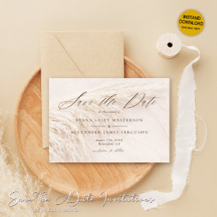 Elegante Boho Pampas Grass Save the Date Card