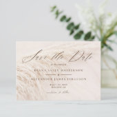 Elegante Boho Pampas Grass Save the Date Card (Stehend Vorderseite)
