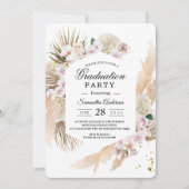 Elegante Boho Pampas & Orchid Graduation Party Einladung (Vorderseite)