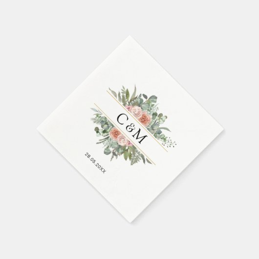 Elegante Boho Pastel Eucalyptus Serviette (Ecke)