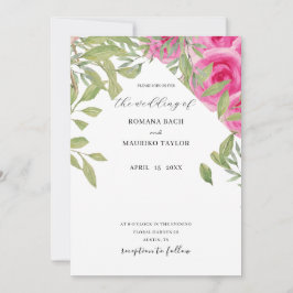 Elegante Boho Pink Roses Einladung