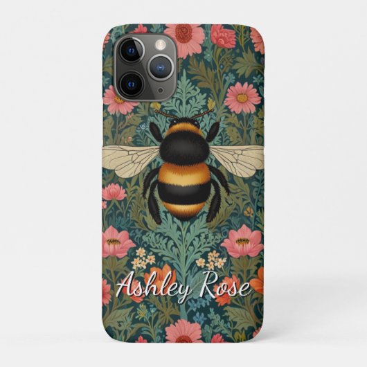 Elegante Boho-Retro-Hummel-Frühlingsblumen  Case-Mate iPhone Hülle (Rückseite)