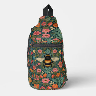 Elegante Boho-Retro-Hummel-Frühlingsblumen Crossbody Bag