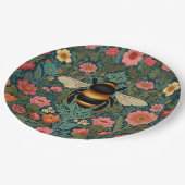 Elegante Boho-Retro-Hummel-Frühlingsblumen Pappteller (Schrägansicht)